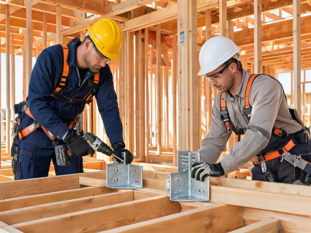 Wood framing connector installation
