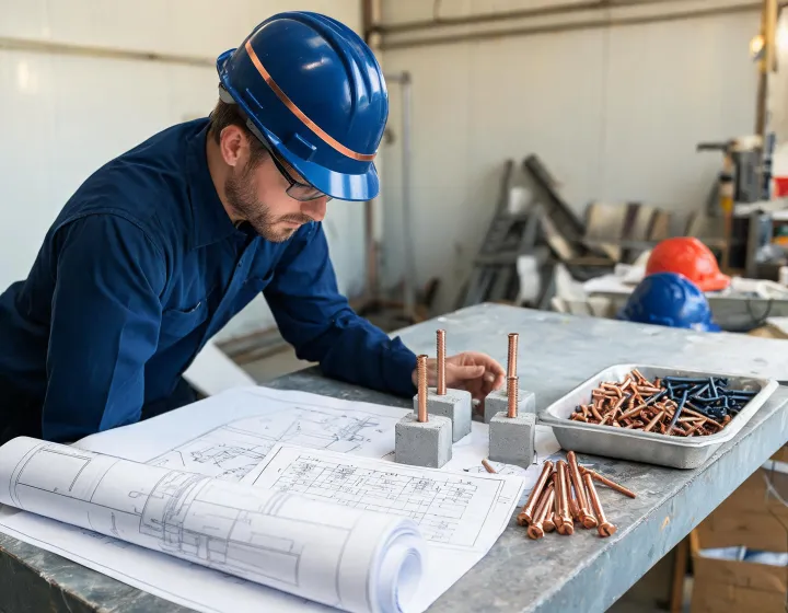 Engineer reviewing fastening schedule with jobsite drawings